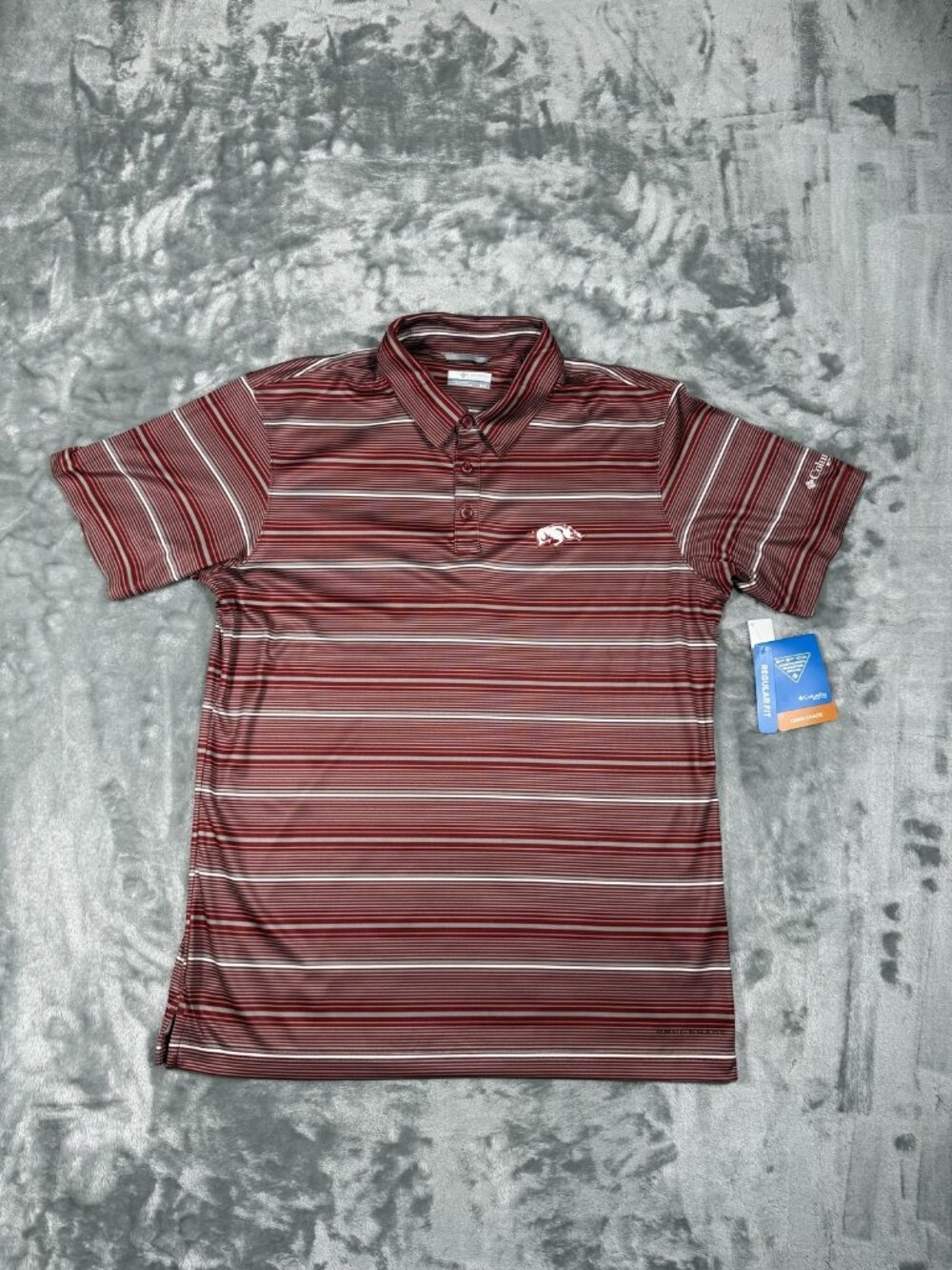 New Arkansas Razorbacks Men's Medium Red NCAA Columbia PFG Polo Fishing